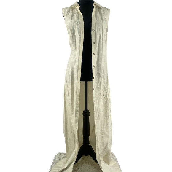Free People Vanilla,cream,white long linen,dress, cardigan,vest,duster,Large,NWT - Picture 3 of 7